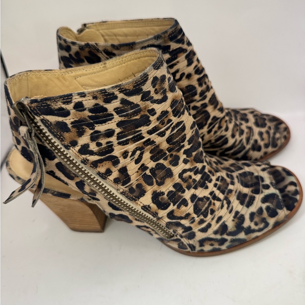 Paul Green US 8.5 Cayanne Cheetah Peep Toe High Heel Block Heels‎ Sandals Boots - Picture 2 of 11